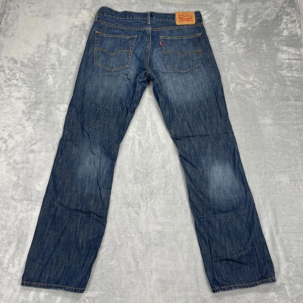 Levi's Jeans Mens 34x32 Blue Denim 527 Whiskered Faded Low Rise Slim Bootcut Leg